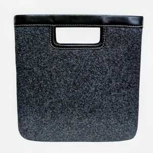 Vintage Banana Republic Wool Blend Leather Clutch Handbag Purse Dark Gray Black